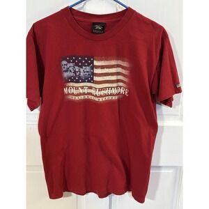Vintage 90s Prairie Mountain Mount Rushmore Flag Shirt Medium